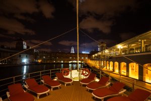 Sundeck of the Panorama boat at night